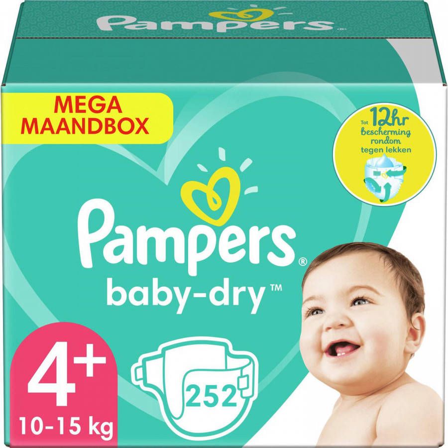 Pampers Baby Dry Maat 4+ Mega Maandbox 252 Luiers