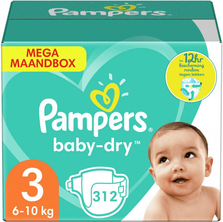 Pampers Baby Dry -- Mega Maandbox 312 Luiers