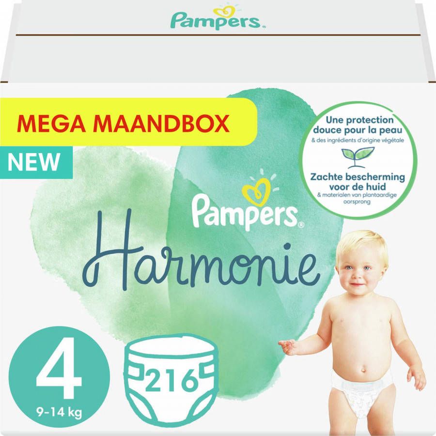 Pampers Harmonie Pure -- Mega Maandbox 216 Luiers