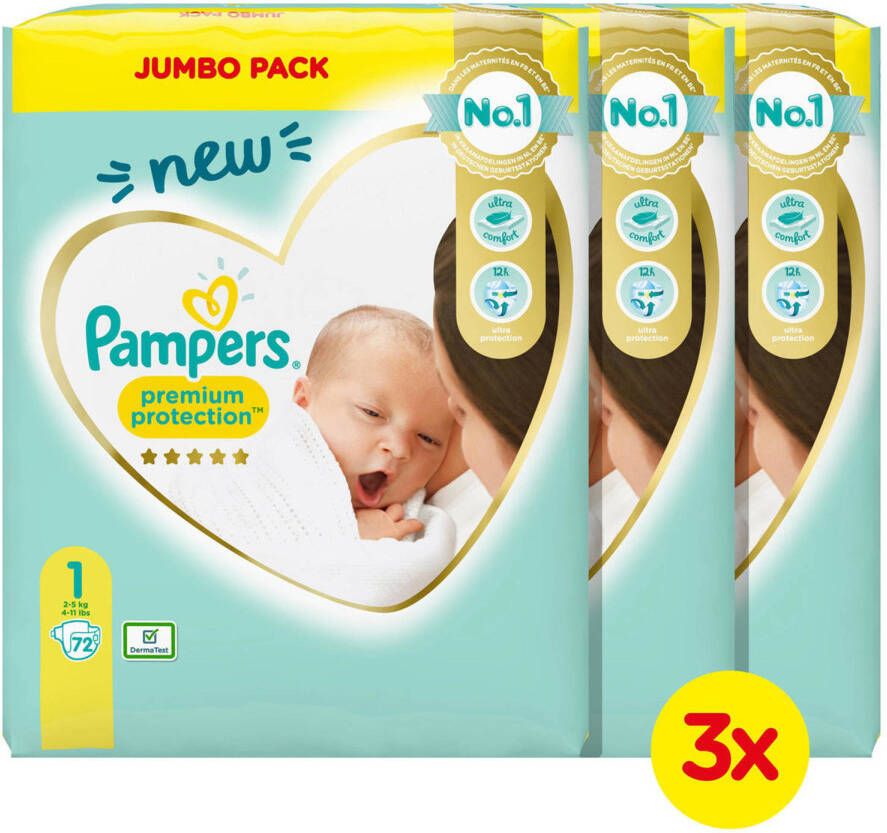 Pampers 3x Premium Protection Luiers(2 5kg)72 stuks