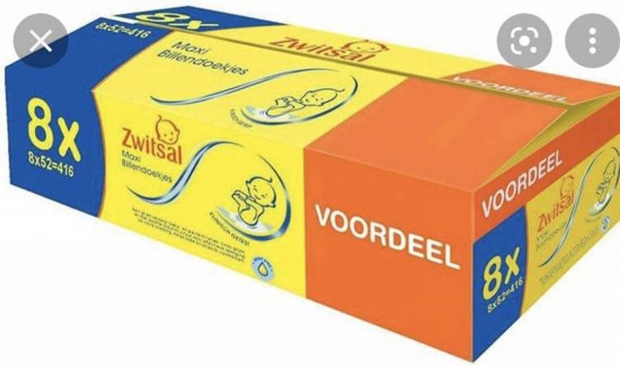 Zwitsal Maxi 416 Extra Grote Billendoekjes/Babydoekjes(8x52 Stuks )