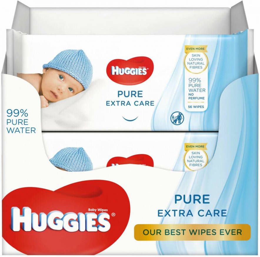 Huggies 8x Billendoekjes Pure Extra Care 99% Water 56 doekjes