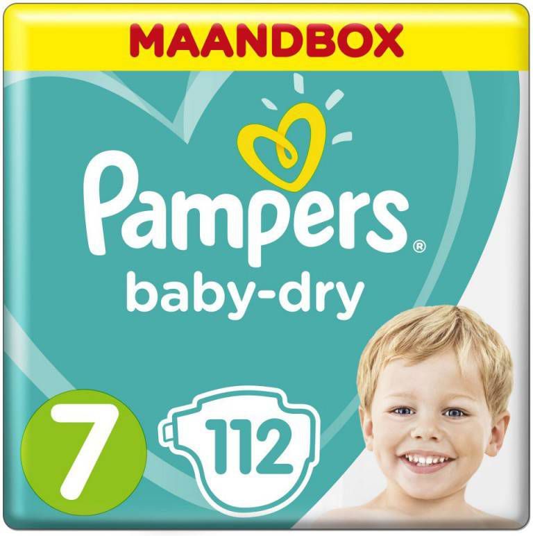 Pampers Luiers Baby Dry Maat 7 Extra Large 112 Luier 15+ kg Maandbox