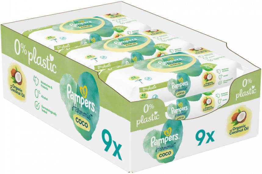 Pampers Billendoekjes AquaPure Coconut Navulpak 9x42 = 378 doekjes