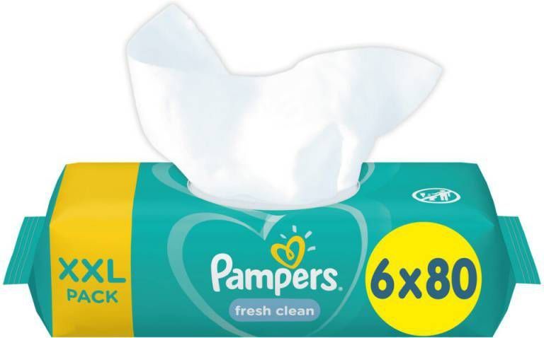 Pampers 2x Billendoekjes Fresh Clean Navulpak 6x80 = 480 doekjes