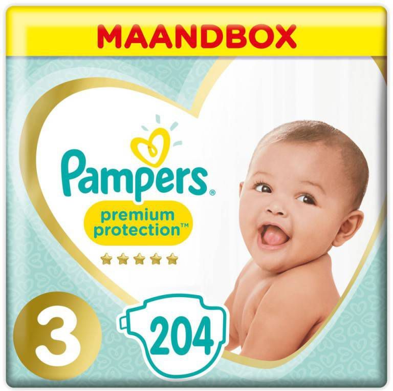Pampers Premium Protection maandbox maat 3 (6-10 kg) 204 luiers