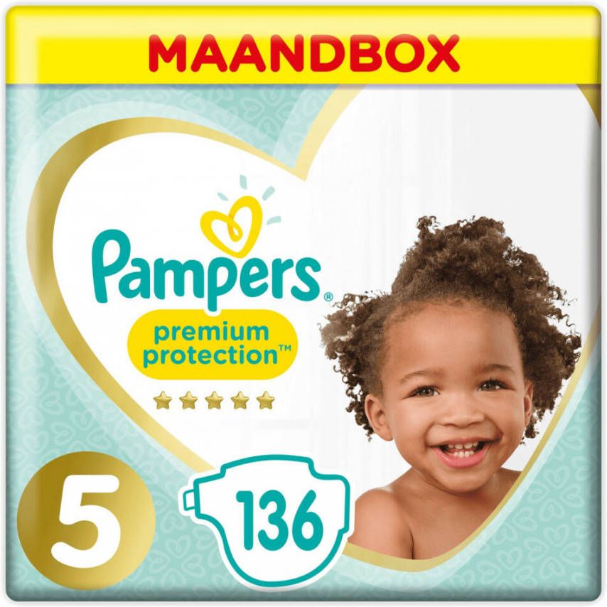 Pampers Premium Protection maandbox maat 5 (11-16 kg) 136 luiers