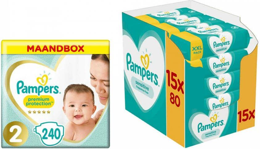 Pampers Premium Protection Luiersen Billendoekjes Sensitive 15x80=1200 doekjes Pakket