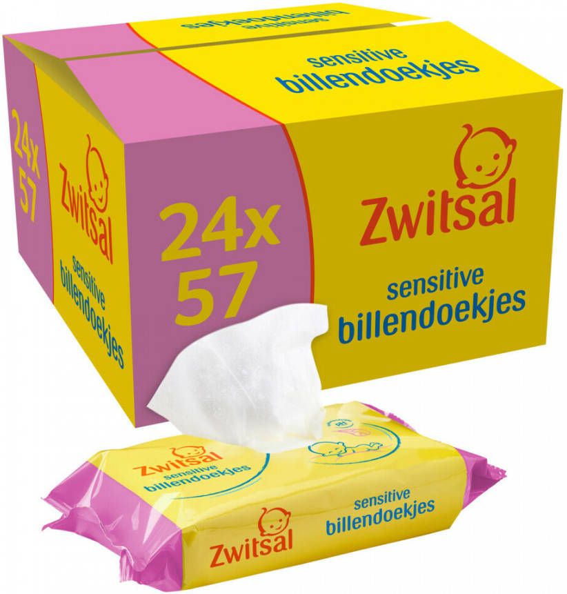 Zwitsal Sensitive Billendoekjes Voordeelverpakking 24x57=1368 doekjes