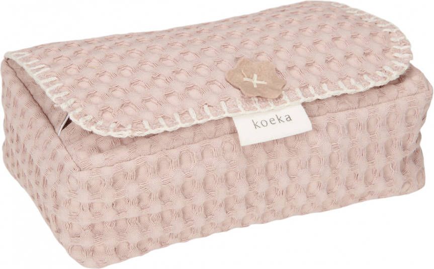 KOEKA Hoes Voor Babydoekjes Wafel Antwerp grey pink