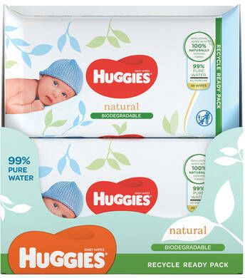 Huggies billendoekjes 100% biologisch afbreekbaar Natural Biodegradable 8 x 48 stuks
