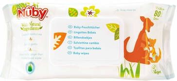 Nuby Nû, by Baby Wet Wipes All Natural 80 stuks met afsluitbare dispenserdoos