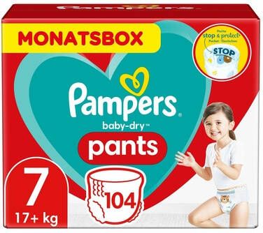 Babydrogist nl Pampers Baby droge Broek, 17 + Kg, 104 Lagen 1 Maandpakket