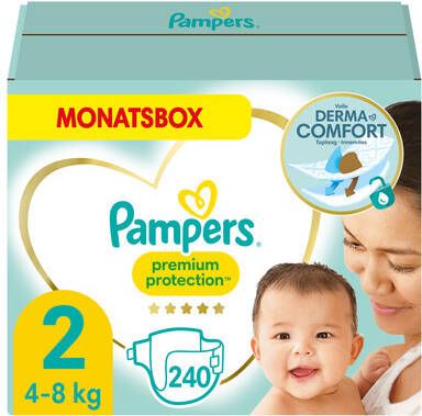 Pampers Premium bescherming Nieuwe Babymaat 2 4 Tot 8kg 240 Lagen Pakformaat 1 Maand