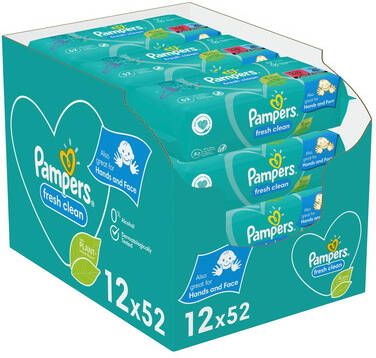 Pampers vochtige doekjes Fresh Clean 624 doekjes(12 x 52 stuks )