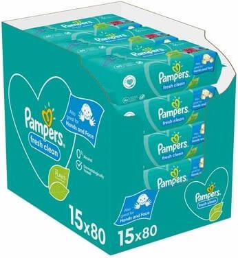 Pampers Vochtige doekjes Fresh Clean voordeelpak 15 x 80 stuks(1200 doekjes )
