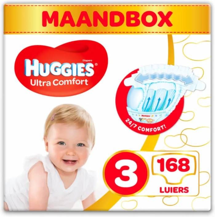 Huggies Ultra Comfort Luiers( 4 9 Kg) 168 Stuks Maandverpakking