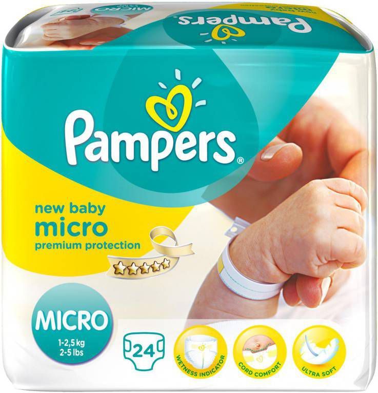 Pampers Premium Protection Luiers Maat 0 (1,5-2,5 kg) 24 stuks