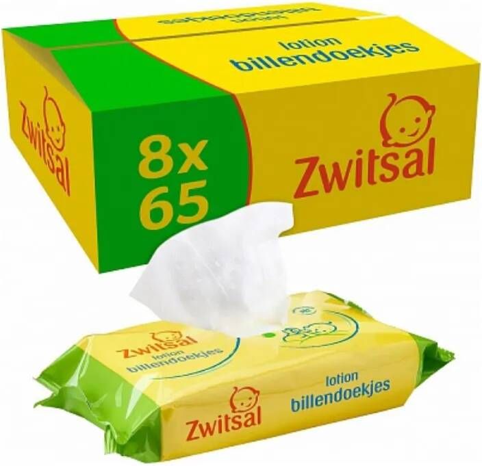 Zwitsal Lotion Billendoekjes Voordeelverpakking 8x65=456 doekjes