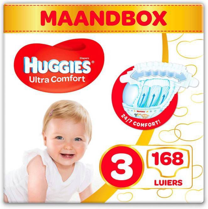 Huggies Ultra Comfort Unisex Babyluiers X168- 1 Maandverpakking online kopen