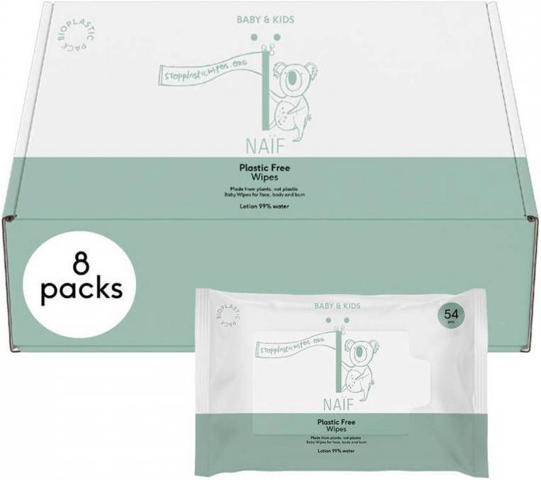 NAIF Naï, f Wet Wipes Box Plastic Free 8 x 54 vochtige doekjes(432 vochtige doekjes )