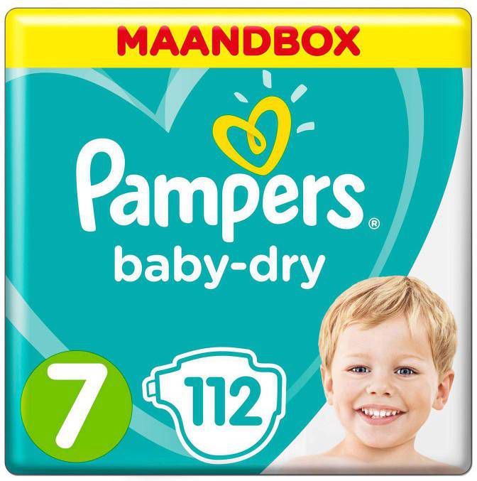 Pampers Luiers Baby Dry Maat 7 Extra Large 112 Luier 15+ kg Maandbox online kopen